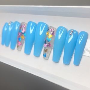 Mickey nails, disney nails, mickey press on nails, blue nails, Disney nail art